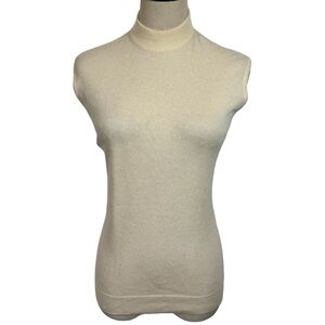 Vintage Pringle Sleeveless 100% Cashmere Mock Turtleneck Shell Sz:40/US8